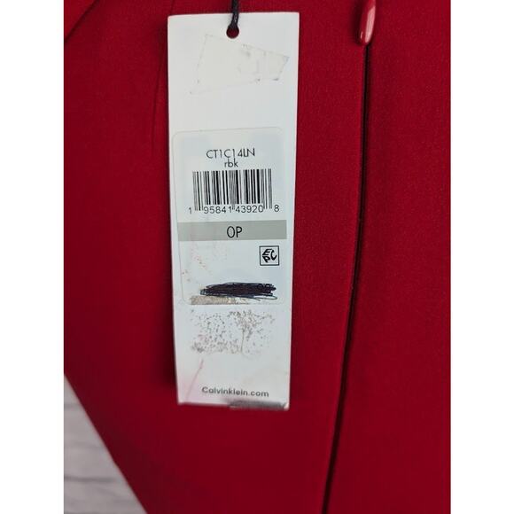 Calvin Klein Petite Piping Trim Bow Dress Crepe Red Black Size 0P Mini - Picture 6 of 6